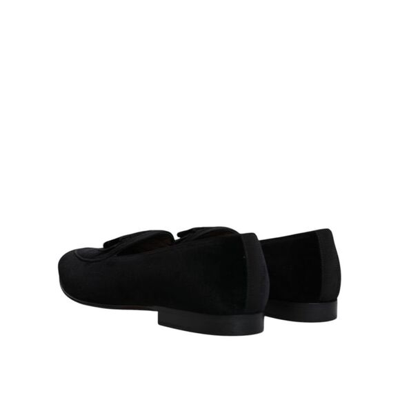 Dolce & Gabbana Black Velvet Loafers Formal Men Dress Men's Shoes (Pre-Owned)